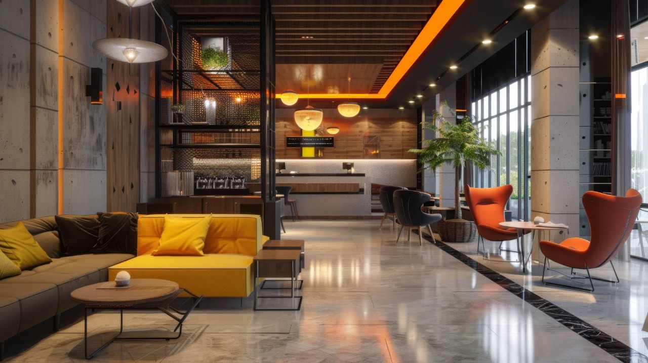 A hotel interior that combines modern and contemporary design at All About Blinds, Etc. near O Fallon, MO